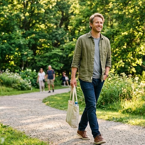 Člověk kráčející v přírodě při ranní procházce – kistano.eu